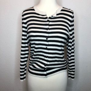 Black and white banana republic striped cardigan